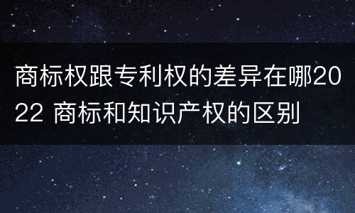 商标权跟专利权的差异在哪2022 商标和知识产权的区别