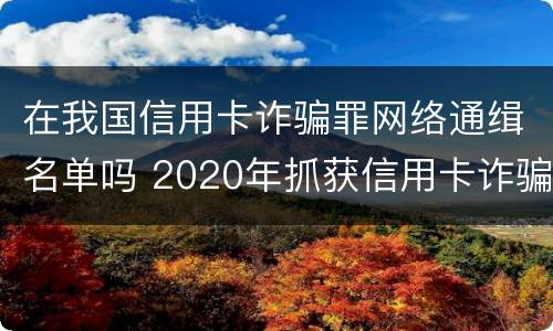 在我国信用卡诈骗罪网络通缉名单吗 2020年抓获信用卡诈骗