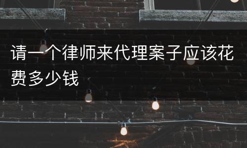 请一个律师来代理案子应该花费多少钱