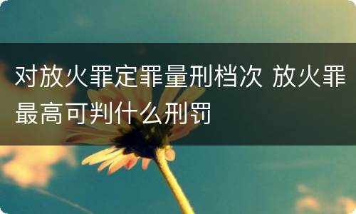 对放火罪定罪量刑档次 放火罪最高可判什么刑罚
