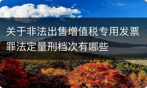 关于非法出售增值税专用发票罪法定量刑档次有哪些