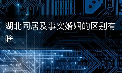 湖北同居及事实婚姻的区别有啥