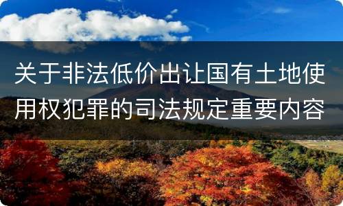 关于非法低价出让国有土地使用权犯罪的司法规定重要内容