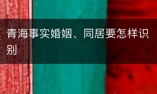 青海事实婚姻、同居要怎样识别