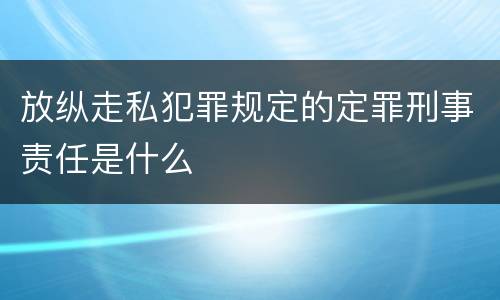 放纵走私犯罪规定的定罪刑事责任是什么