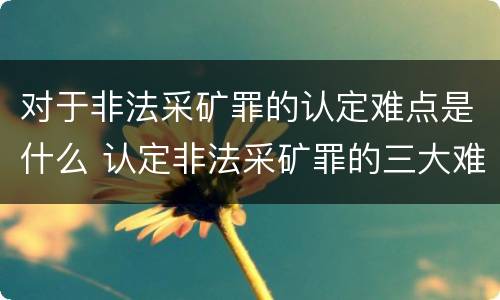 对于非法采矿罪的认定难点是什么 认定非法采矿罪的三大难点与出路