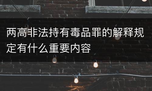 两高非法持有毒品罪的解释规定有什么重要内容