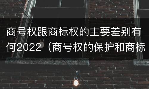 商号权跟商标权的主要差别有何2022（商号权的保护和商标权的保护一样是全国性范围的）