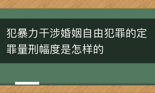 犯暴力干涉婚姻自由犯罪的定罪量刑幅度是怎样的