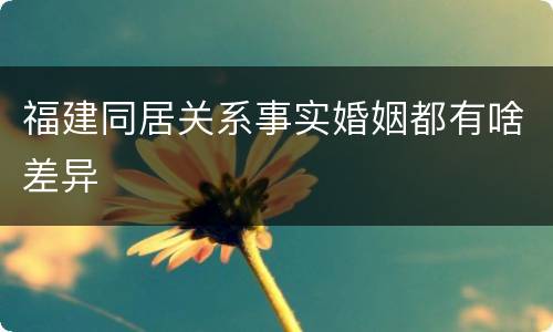 福建同居关系事实婚姻都有啥差异