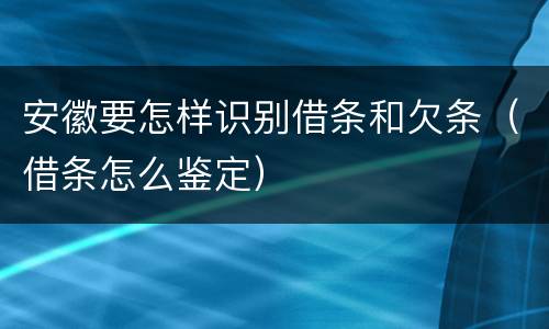 安徽要怎样识别借条和欠条（借条怎么鉴定）