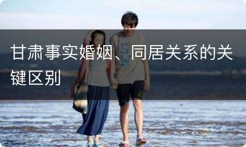 甘肃事实婚姻、同居关系的关键区别