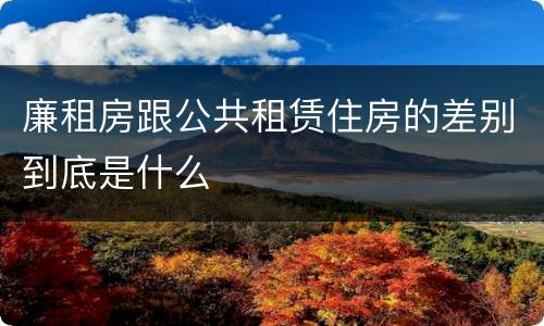 廉租房跟公共租赁住房的差别到底是什么