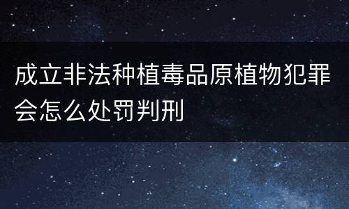 成立非法种植毒品原植物犯罪会怎么处罚判刑