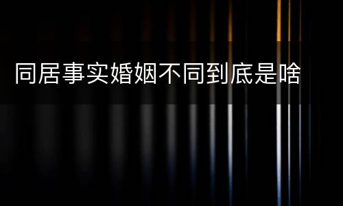 同居事实婚姻不同到底是啥