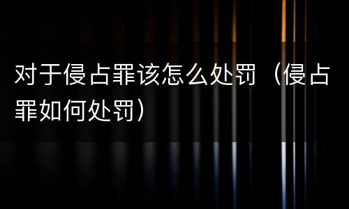 对于侵占罪该怎么处罚（侵占罪如何处罚）