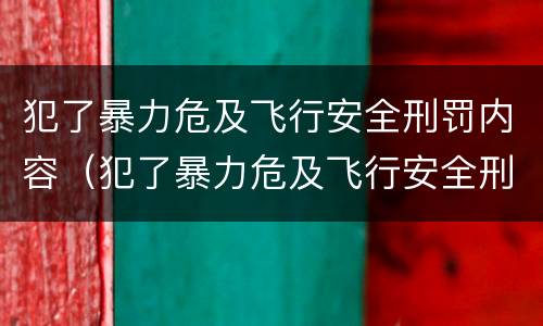 犯了暴力危及飞行安全刑罚内容（犯了暴力危及飞行安全刑罚内容是什么）