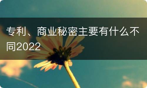 专利、商业秘密主要有什么不同2022