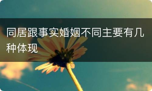 同居跟事实婚姻不同主要有几种体现