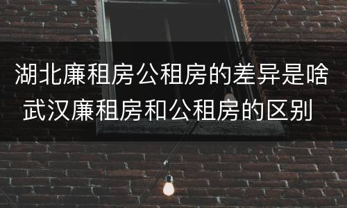 湖北廉租房公租房的差异是啥 武汉廉租房和公租房的区别