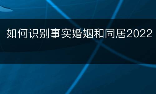 如何识别事实婚姻和同居2022