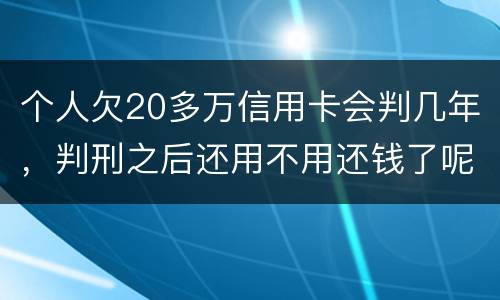 个人欠20多万信用卡会判几年，判刑之后还用不用还钱了呢