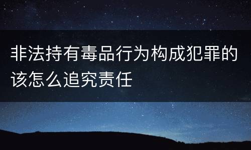 非法持有毒品行为构成犯罪的该怎么追究责任
