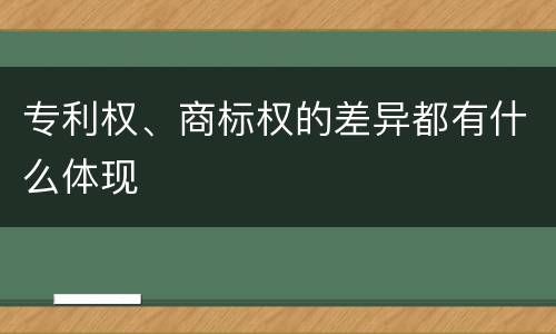 专利权、商标权的差异都有什么体现