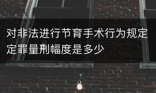 对非法进行节育手术行为规定定罪量刑幅度是多少