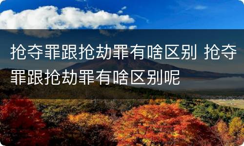 抢夺罪跟抢劫罪有啥区别 抢夺罪跟抢劫罪有啥区别呢