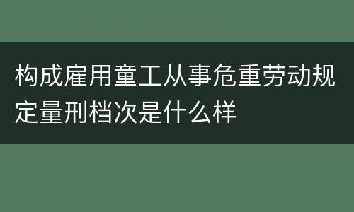 构成雇用童工从事危重劳动规定量刑档次是什么样