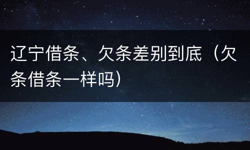 辽宁借条、欠条差别到底（欠条借条一样吗）