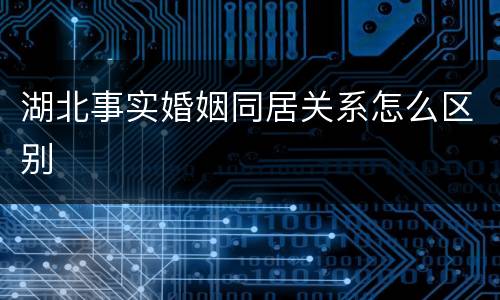 湖北事实婚姻同居关系怎么区别