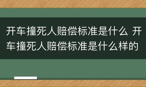 开车撞死人赔偿标准是什么 开车撞死人赔偿标准是什么样的