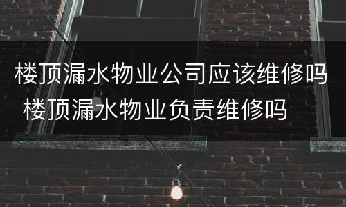 楼顶漏水物业公司应该维修吗 楼顶漏水物业负责维修吗