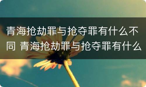 青海抢劫罪与抢夺罪有什么不同 青海抢劫罪与抢夺罪有什么不同之处