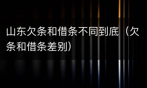 山东欠条和借条不同到底（欠条和借条差别）