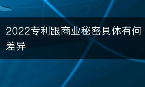 2022专利跟商业秘密具体有何差异