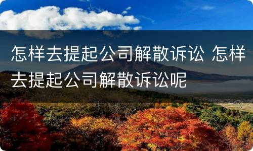 怎样去提起公司解散诉讼 怎样去提起公司解散诉讼呢