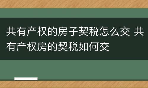 共有产权的房子契税怎么交 共有产权房的契税如何交