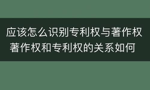 应该怎么识别专利权与著作权 著作权和专利权的关系如何