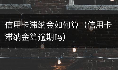 信用卡滞纳金如何算（信用卡滞纳金算逾期吗）