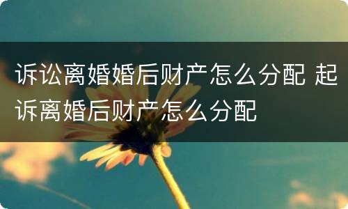诉讼离婚婚后财产怎么分配 起诉离婚后财产怎么分配