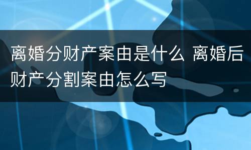 离婚分财产案由是什么 离婚后财产分割案由怎么写