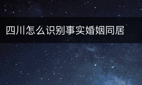 四川怎么识别事实婚姻同居