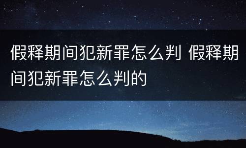 假释期间犯新罪怎么判 假释期间犯新罪怎么判的