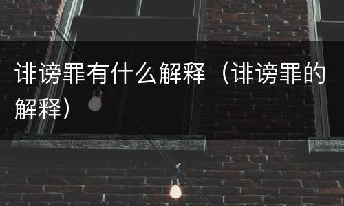 诽谤罪有什么解释（诽谤罪的解释）