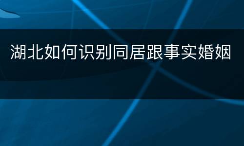 湖北如何识别同居跟事实婚姻