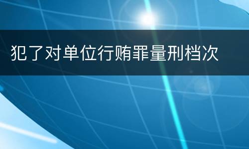 犯了对单位行贿罪量刑档次