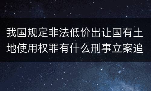 我国规定非法低价出让国有土地使用权罪有什么刑事立案追诉标准